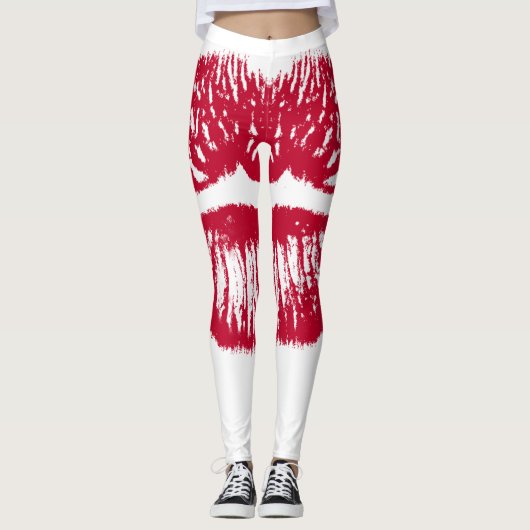 Rote Lippen Leggings (Vorderseite)