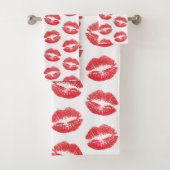 Rote Lippen, Lippenmuster, Roter Lippenstift, Kuss Badhandtuch Set (Insitu)