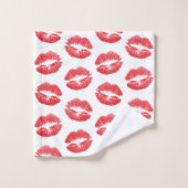 Rote Lippen, Lippenmuster, Roter Lippenstift, Kuss Badhandtuch Set (Waschlappen)