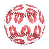 Rote Lippen, Lippenmuster, Roter Lippenstift, Kuss Baseball (Rückseite)