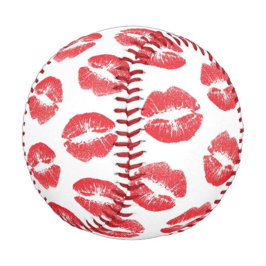 Rote Lippen, Lippenmuster, Roter Lippenstift, Kuss Baseball (Schrägansicht)