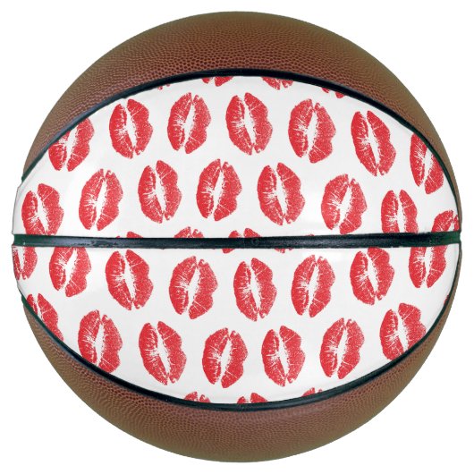 Rote Lippen, Lippenmuster, Roter Lippenstift, Kuss Basketball (Vorderseite)