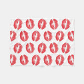 Rote Lippen, Lippenmuster, Roter Lippenstift, Kuss Fleecedecke (Vorderseite (Horizontal))
