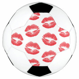 Rote Lippen, Lippenmuster, roter Lippenstift, Kuss Fußball