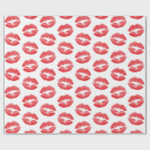 Rote Lippen, Lippenmuster, Roter Lippenstift, Kuss Geschenkpapier (Flach)