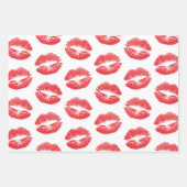 Rote Lippen, Lippenmuster, Roter Lippenstift, Kuss Geschenkpapier Set (Vorderseite 3)