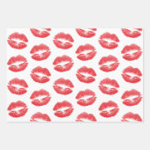 Rote Lippen, Lippenmuster, Roter Lippenstift, Kuss Geschenkpapier Set (Vorderseite)