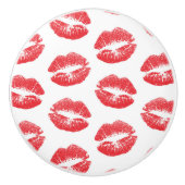 Rote Lippen, Lippenmuster, Roter Lippenstift, Kuss Keramikknauf (Vorderseite)