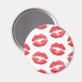 Rote Lippen, Lippenmuster, Roter Lippenstift, Kuss Magnet (Vorderseite/Rückseite)
