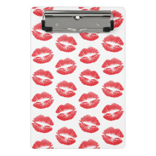 Rote Lippen, Lippenmuster, Roter Lippenstift, Kuss Mini Klemmbrett
