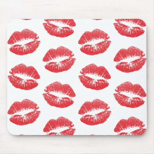 Rote Lippen, Lippenmuster, Roter Lippenstift, Kuss Mousepad (Vorne)