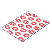 Rote Lippen, Lippenmuster, Roter Lippenstift, Kuss Notizblock (Linke Seite)