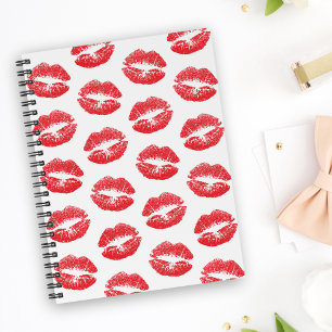 Rote Lippen, Lippenmuster, roter Lippenstift, Kuss Notizblock