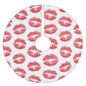 Rote Lippen, Lippenmuster, Roter Lippenstift, Kuss Polyester Weihnachtsbaumdecke (Vorderseite)