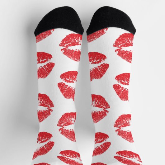 Rote Lippen, Lippenmuster, Roter Lippenstift, Kuss Socken (Oben)