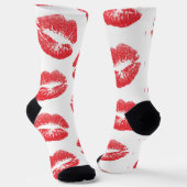Rote Lippen, Lippenmuster, Roter Lippenstift, Kuss Socken (Gewinkelt)