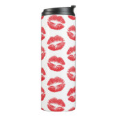 Rote Lippen, Lippenmuster, Roter Lippenstift, Kuss Thermosbecher (Nach links gedreht)