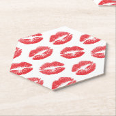 Rote Lippen, Lippenmuster, Roter Lippenstift, Kuss Untersetzer (angewinkelt)