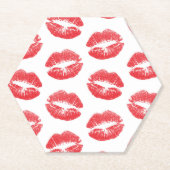 Rote Lippen, Lippenmuster, Roter Lippenstift, Kuss Untersetzer (Vorderseite)