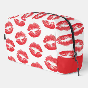 Rote Lippen, Lippenmuster, Roter Lippenstift, Kuss Waschbeutel