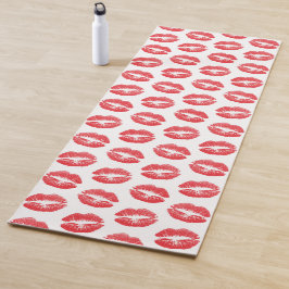 Rote Lippen, Lippenmuster, Roter Lippenstift, Kuss Yogamatte