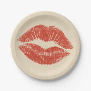 Rote Lippen Lippenstift Lippen Make-up Schönheit Pappteller