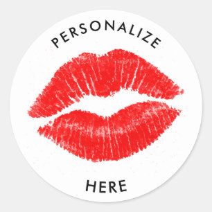 Rote Lippen Lippenstift Lippen Make-up Schönheit Runder Aufkleber