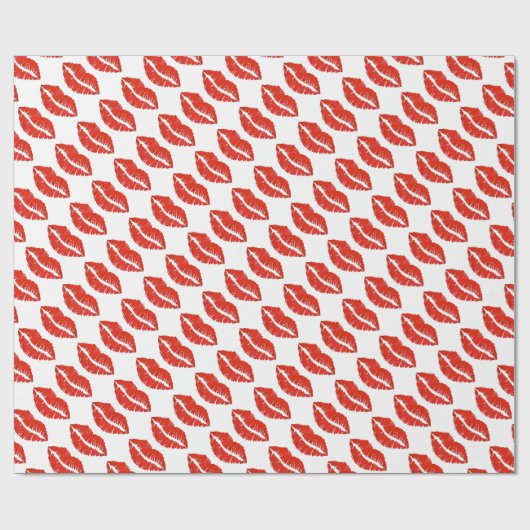 Rote Lippen Lipstick Kiss Print Valentine Day Lieb Geschenkpapier (Flach)