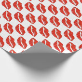 Rote Lippen Lipstick Kiss Print Valentine Day Lieb Geschenkpapier (Ecke)