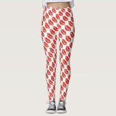 Rote Lippen Lipstick Kiss Print Valentine Day Lieb Leggings (Vorderseite)
