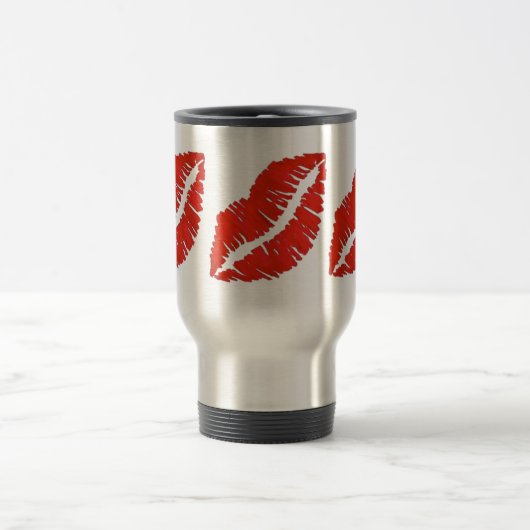 Rote Lippen Lipstick Kiss Print Valentine Day Lieb Reisebecher (Mittel)