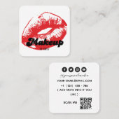Rote Lippen machen Künstler Quadratische Visitenkarte (Vorne/Hinten)