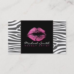 Rote Lippen Make-up Artis Modern Zebrafell Visitenkarte