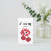 Rote Lippen Makeup Artist Visitenkarte (Stehend Vorderseite)