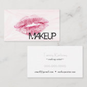 Rote Lippen mit rosa Marmorhintergrund Visitenkarte (Vorne/Hinten)