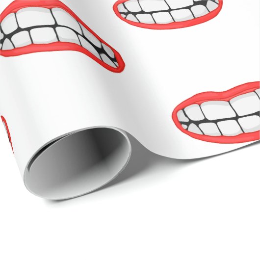 Rote Lippen mit weißem Lächeln Geschenkpapier (Rolleneckpunkt)