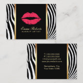 Rote Lippen, moderne Zebrastreifen Visitenkarte (Vorne/Hinten)