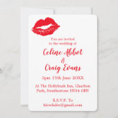 Rote Lippen Niedlich Moderne Hochzeit Einladung (Vorderseite)