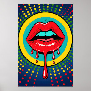 Rote Lippen Pop Art Poster