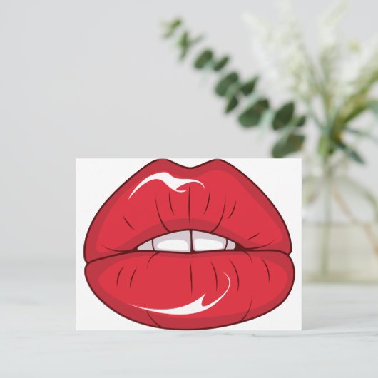 Rote Lippen Postkarte (Stehend Vorderseite)