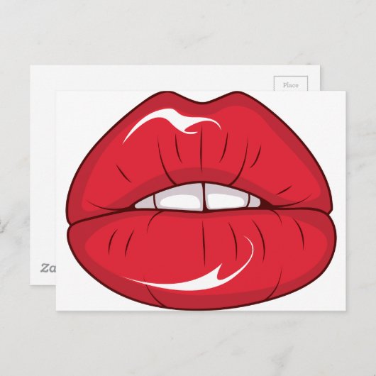 Rote Lippen Postkarte (Vorne/Hinten)
