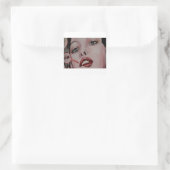 Rote Lippen Quadratischer Aufkleber (Tasche)