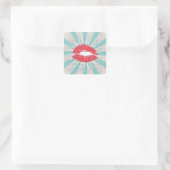 Rote Lippen Quadratischer Aufkleber (Tasche)