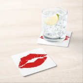 "Rote Lippen" Rechteckiger Pappuntersetzer (Vor Ort)
