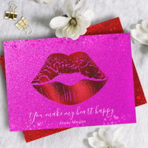 Rote Lippen Rosa Glitter Mein Herz Glücklich Valen