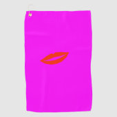 Rote Lippen Rosa Golfhandtuch (Vorderseite)