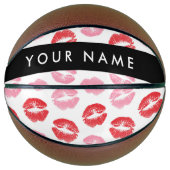 Rote Lippen, rosa Lippen, Kuss, Ihr Name, personal Basketball (Vorderseite)