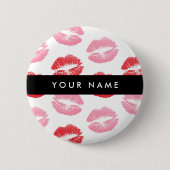 Rote Lippen, rosa Lippen, Kuss, Ihr Name, personal Button (Vorderseite)
