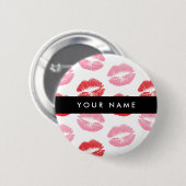 Rote Lippen, rosa Lippen, Kuss, Ihr Name, personal Button (Vorne & Hinten)