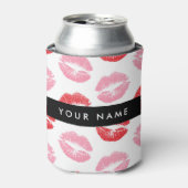 Rote Lippen, rosa Lippen, Kuss, Ihr Name, personal Dosenkühler (Kanne Vorderseite)